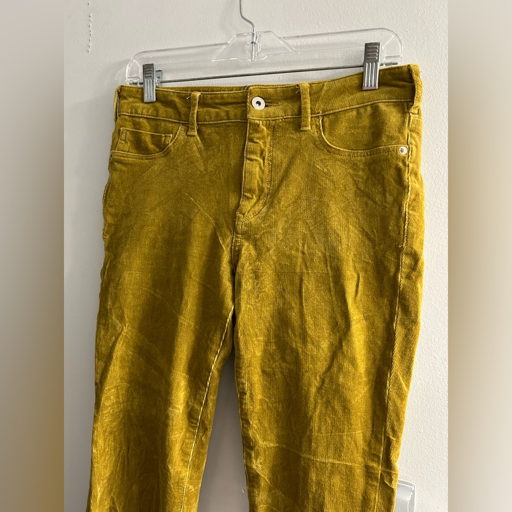 Pilcro and the letterpress Anthro skinny corduroy mustard pants jeans high rise